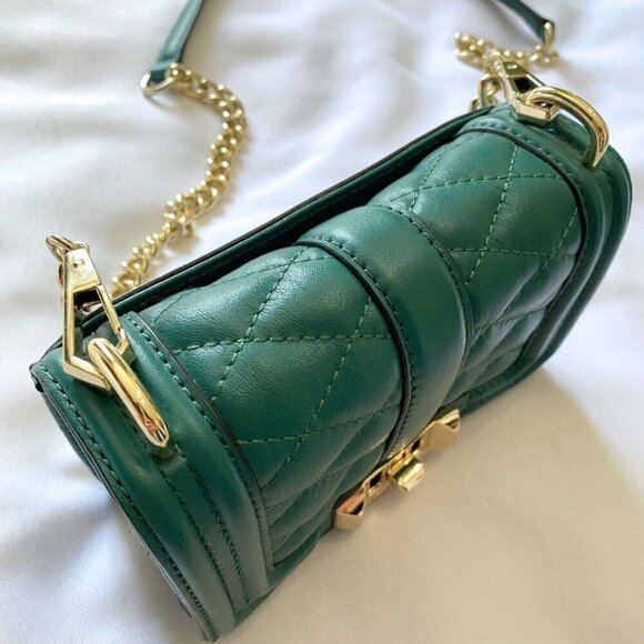 NWOT REBECCA MINKOFF MINI LOVE QUILTED LEATHER CROSSBODY BAG IN TEAL - OS - Picture 4 of 9
